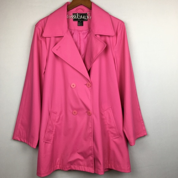 FU DA Jackets & Blazers - FU DA hot pink double breasted rain jacket